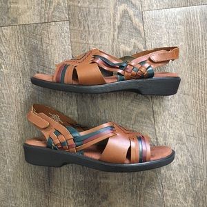 Dr Scholls Comfort Strap Double Air-Pillo Sandals Multi-Color Leather Size 10W